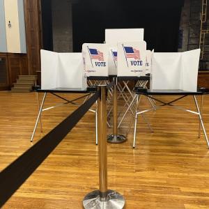 Empty voting booths in Town Hall following the election. Photo by Brandy Muz