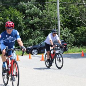 This rider gave onlookers a thumbs up while passing by. 