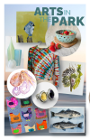 This postcard shows an assortment of art and crafts that artisans will be offering this Saturday, July 11th at Bicentennial Park.